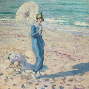 Frederick Frieseke, 'On the Beach (Girl in Blue),' est. $600,000-$800,000. Heritage Auctions image.